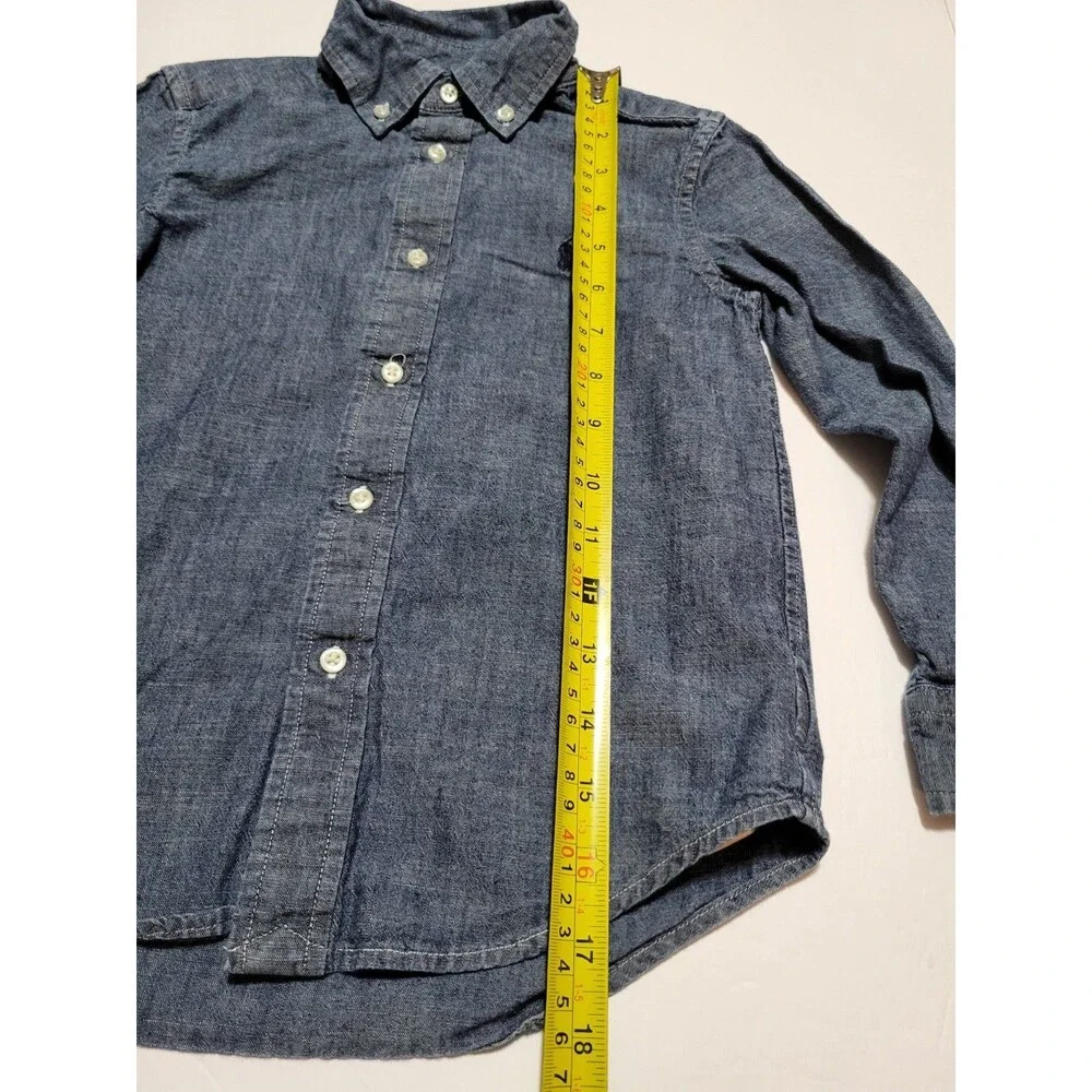 (#L3) Ralph Lauren Chambray Button Down Boys 5 Long Sleeve Blue Classic